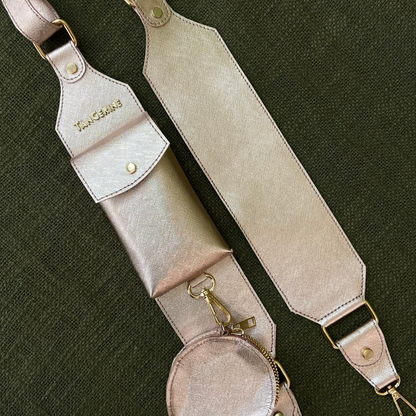 Rose Gold Metallic Plain Pochette Belt with Phone Case