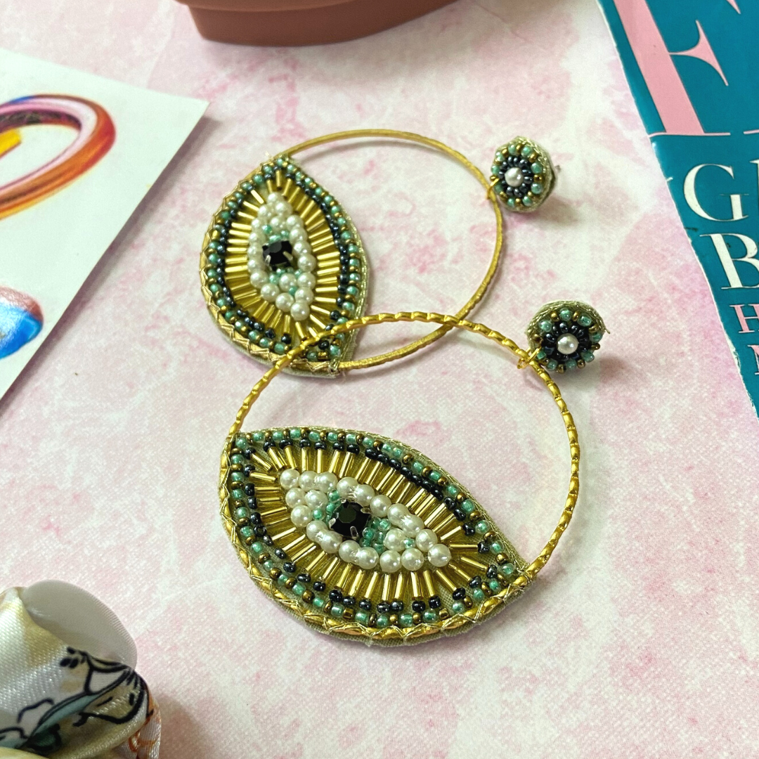 Evil Eye Hoops In Gold Earrings