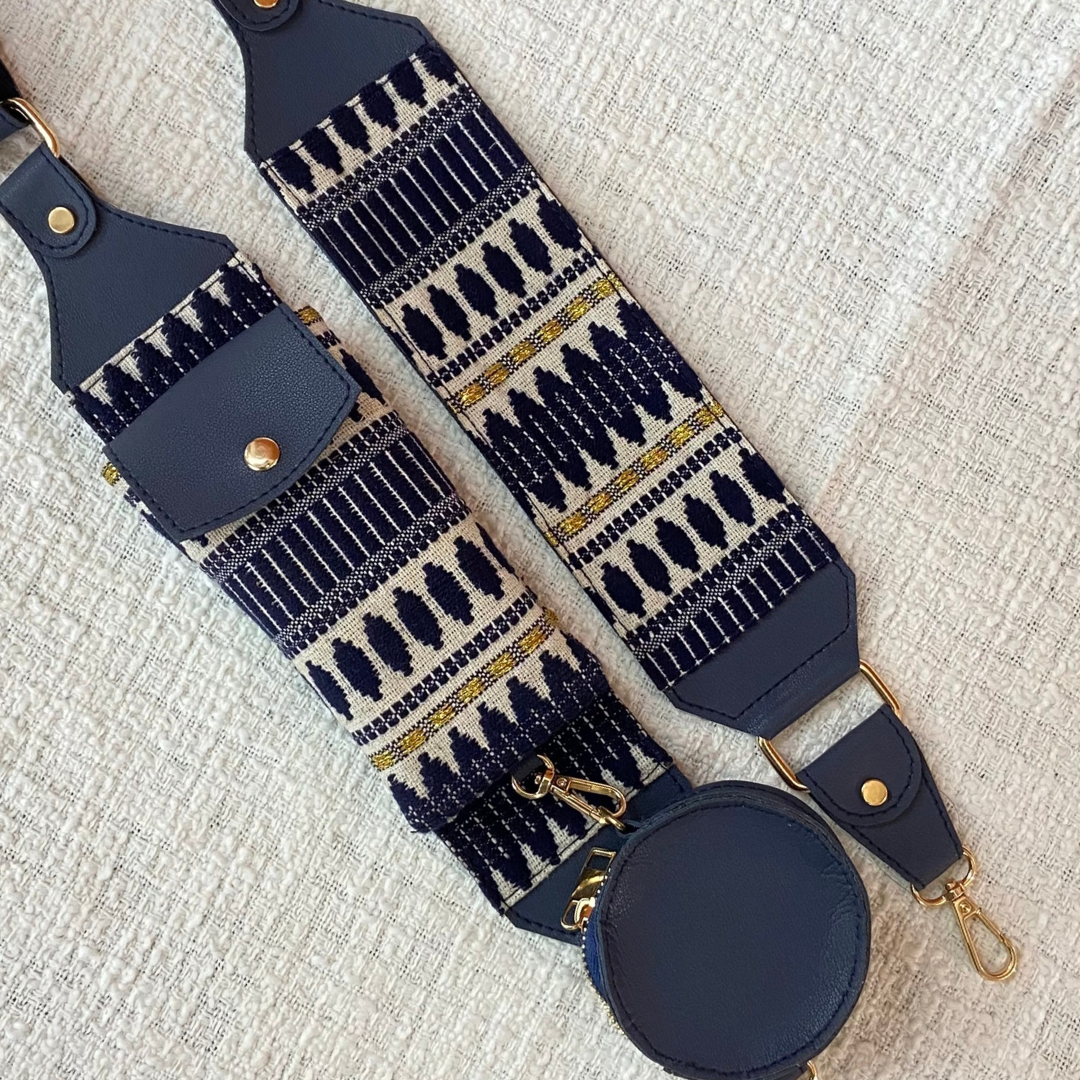 Blue with Blue Bullet Cloth on Pocket Pochette only Belt