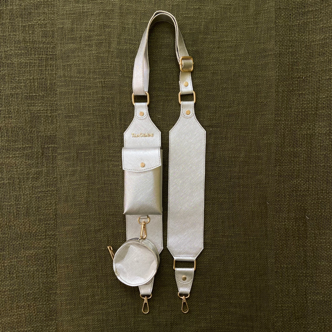Silver Metalic Plain Pochette only Belt