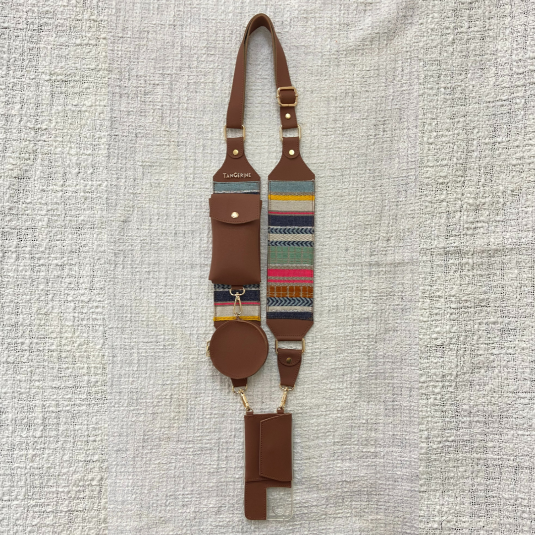 Tan Vibrant Pochette Belt with Phone Case