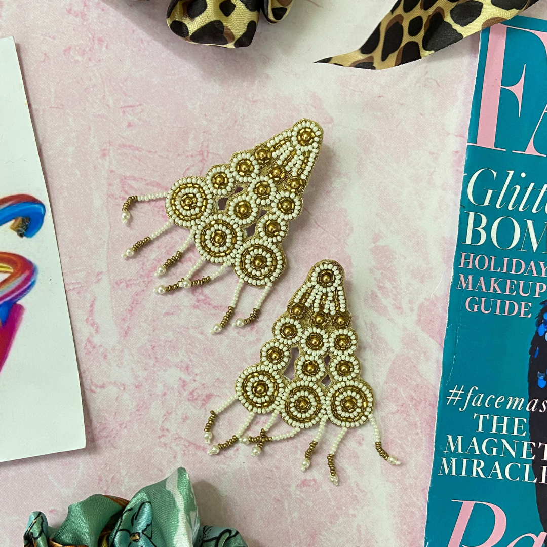 Myra Cream & Gold Earrings