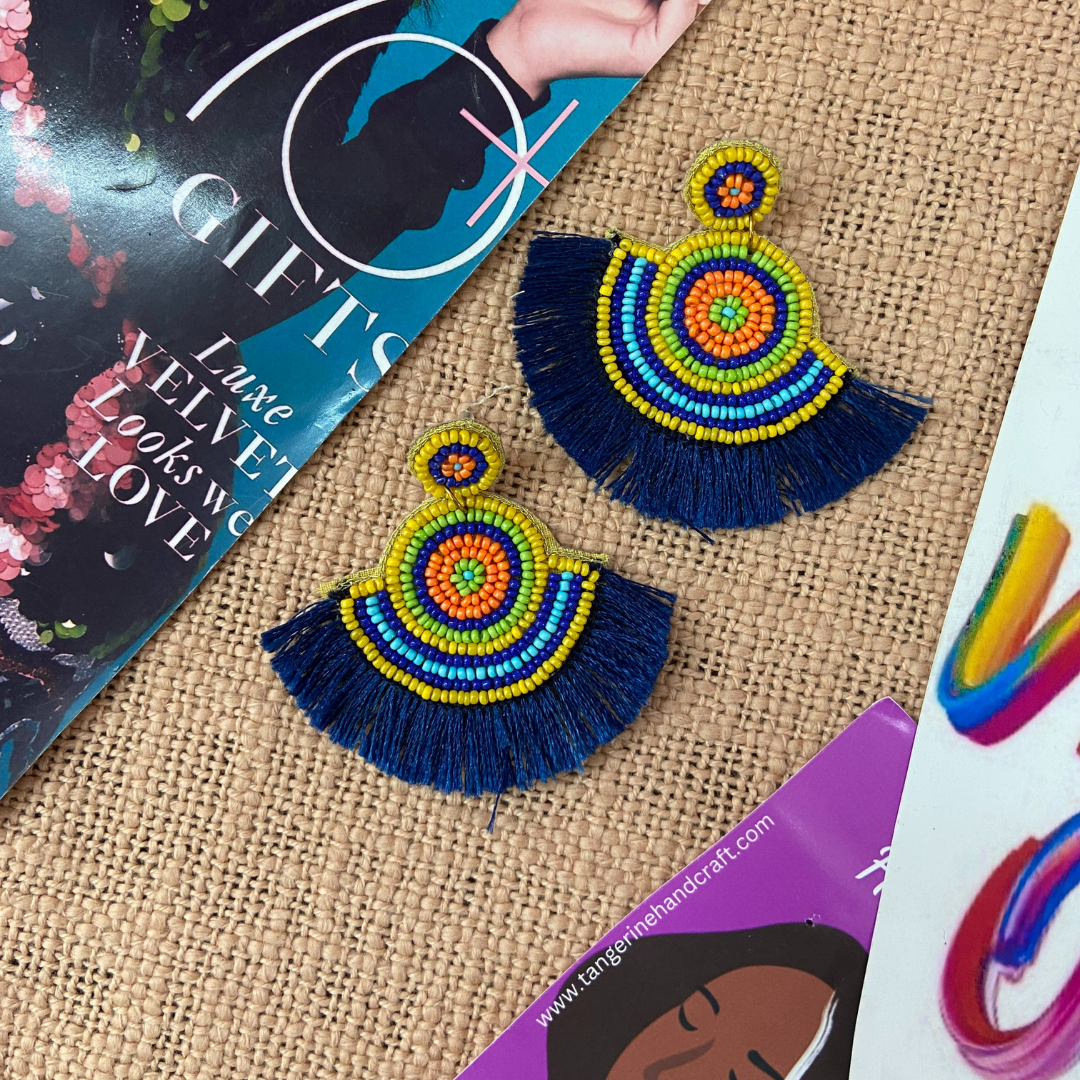 Enchanté Blue Tasseled Earrngs