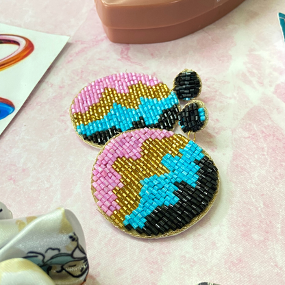 Multi-color Circular Handwork Earrings