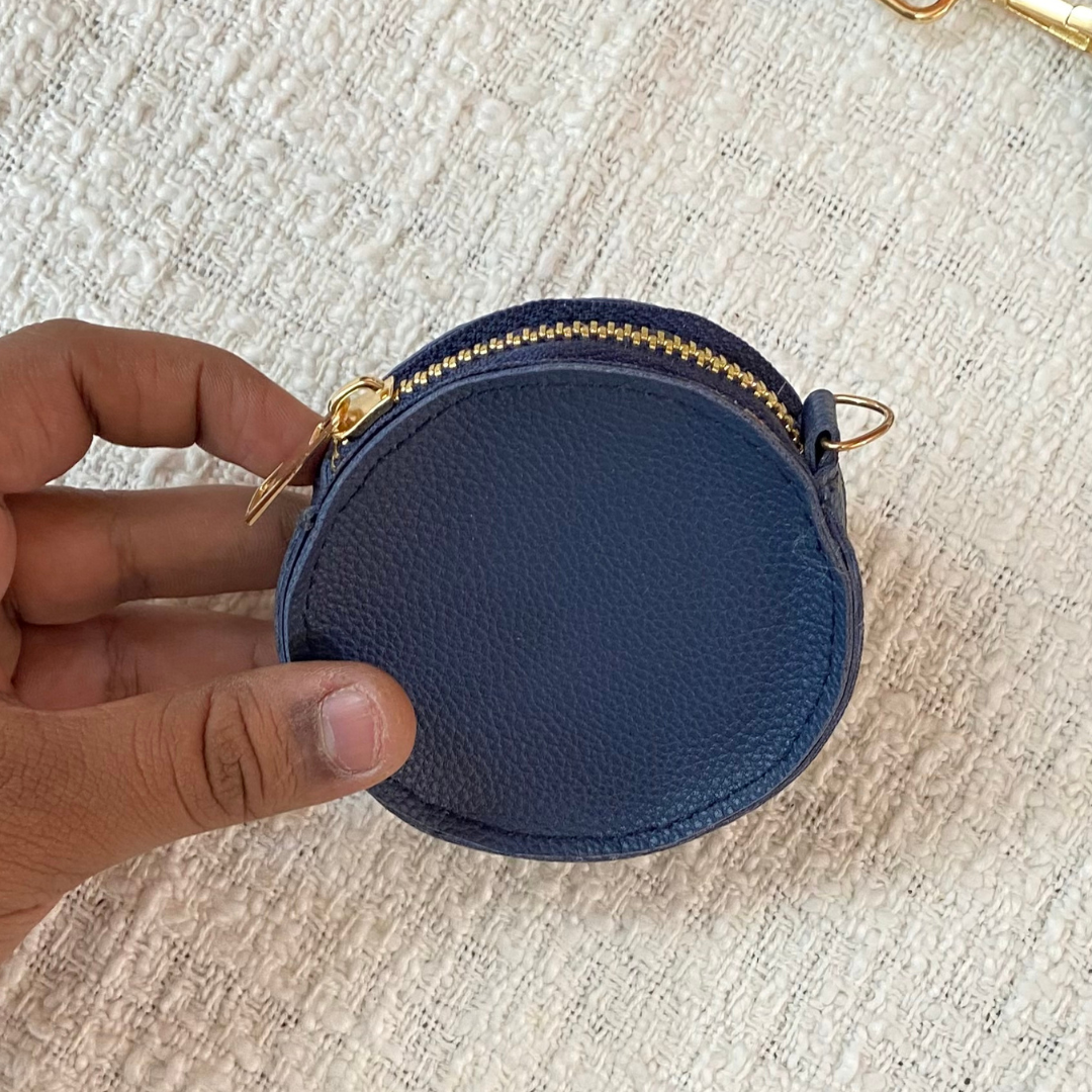 Blue with Blue Bullet Cloth on Pocket Pochette Belt with Phone Case