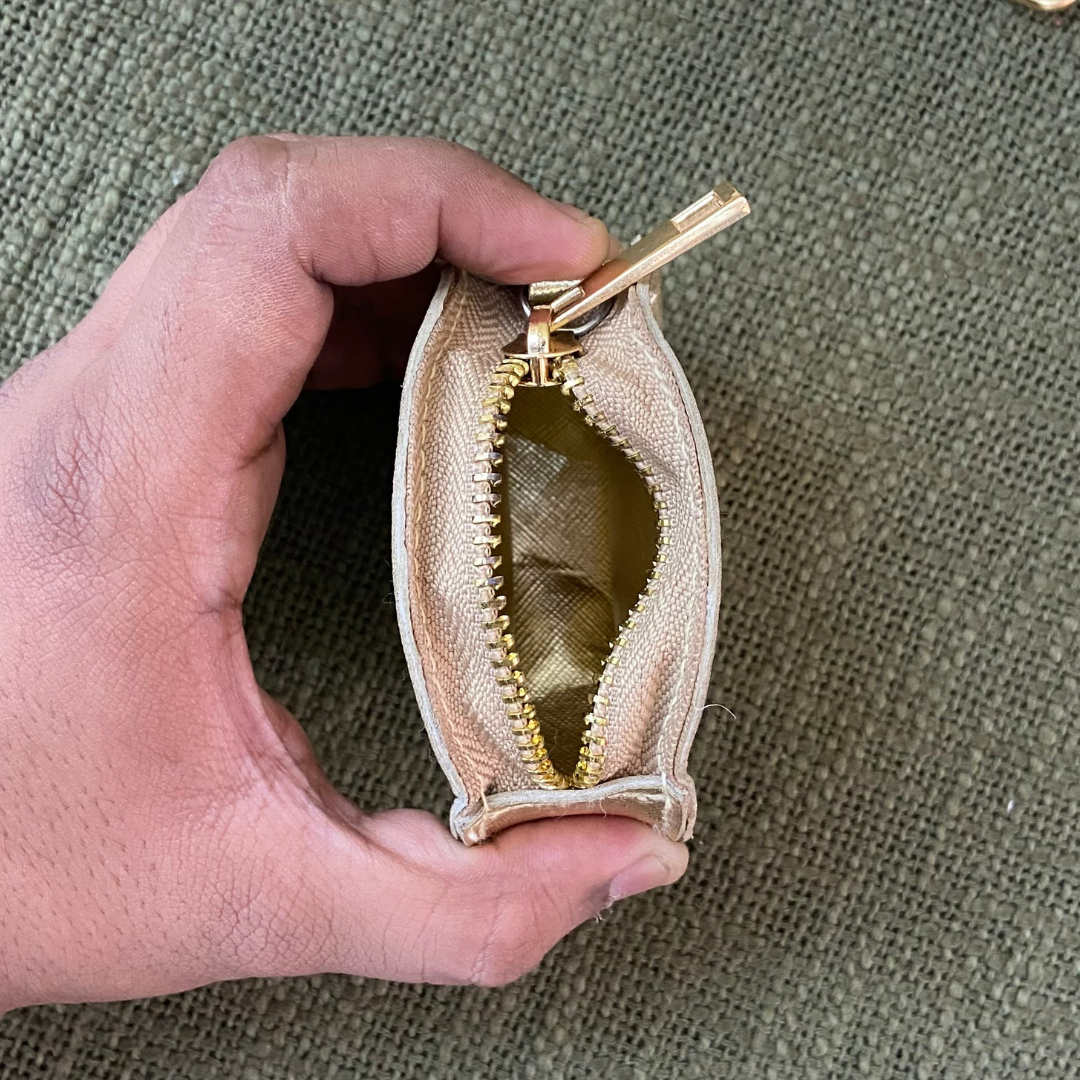 Gold Metallic Plain Pochette Belt with Phone Case