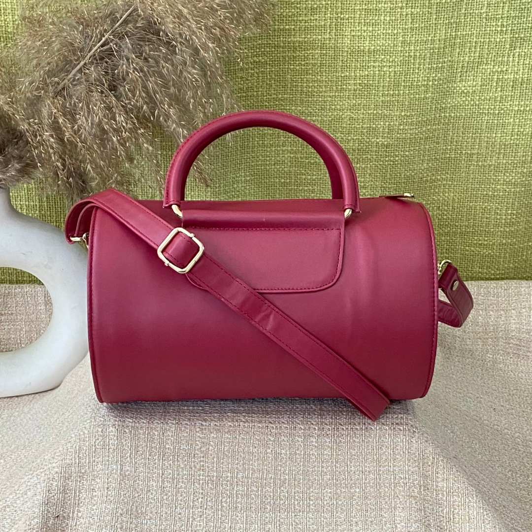 Maroon Barrel Bag Small.