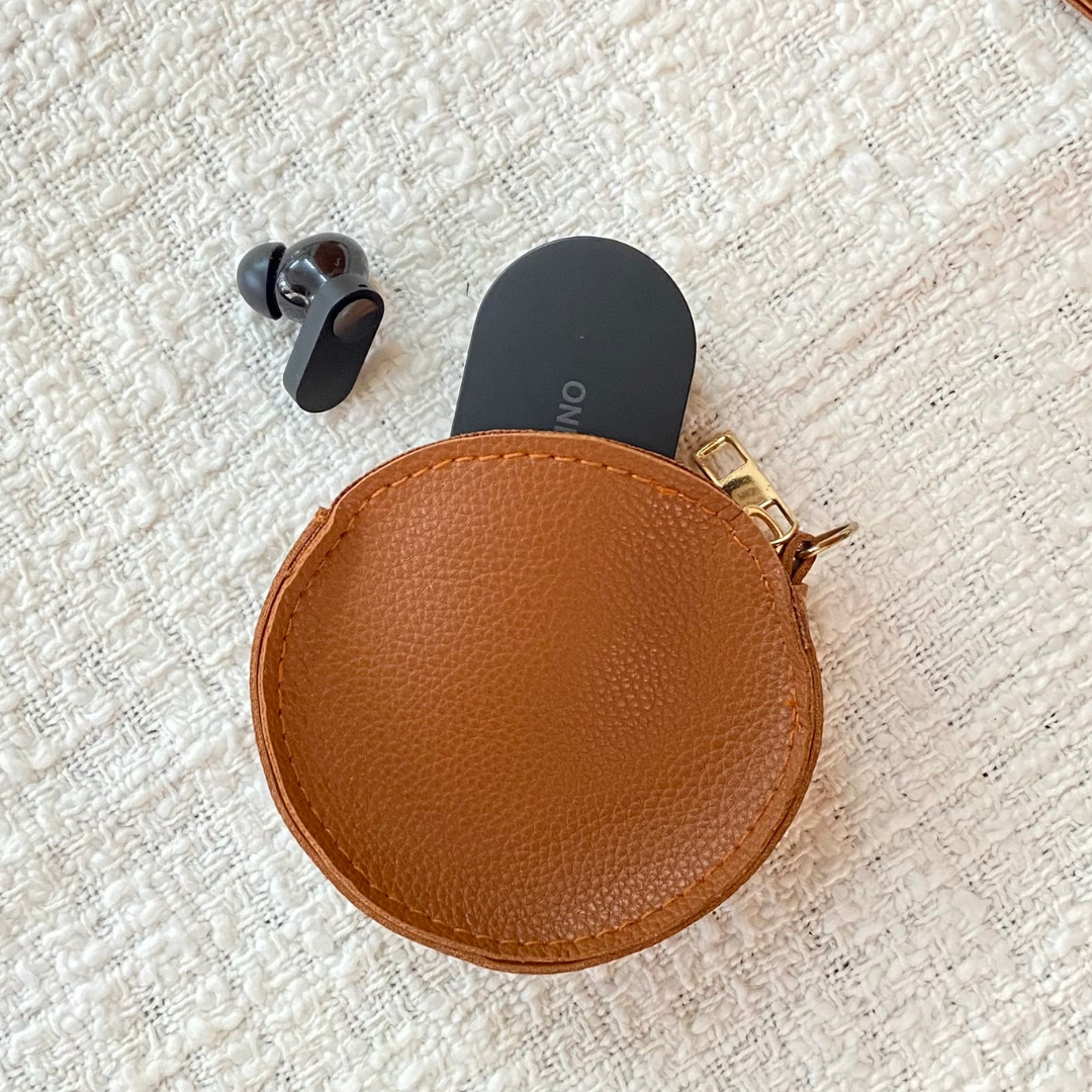 Tan Plain Pochette Belt with Phone Case