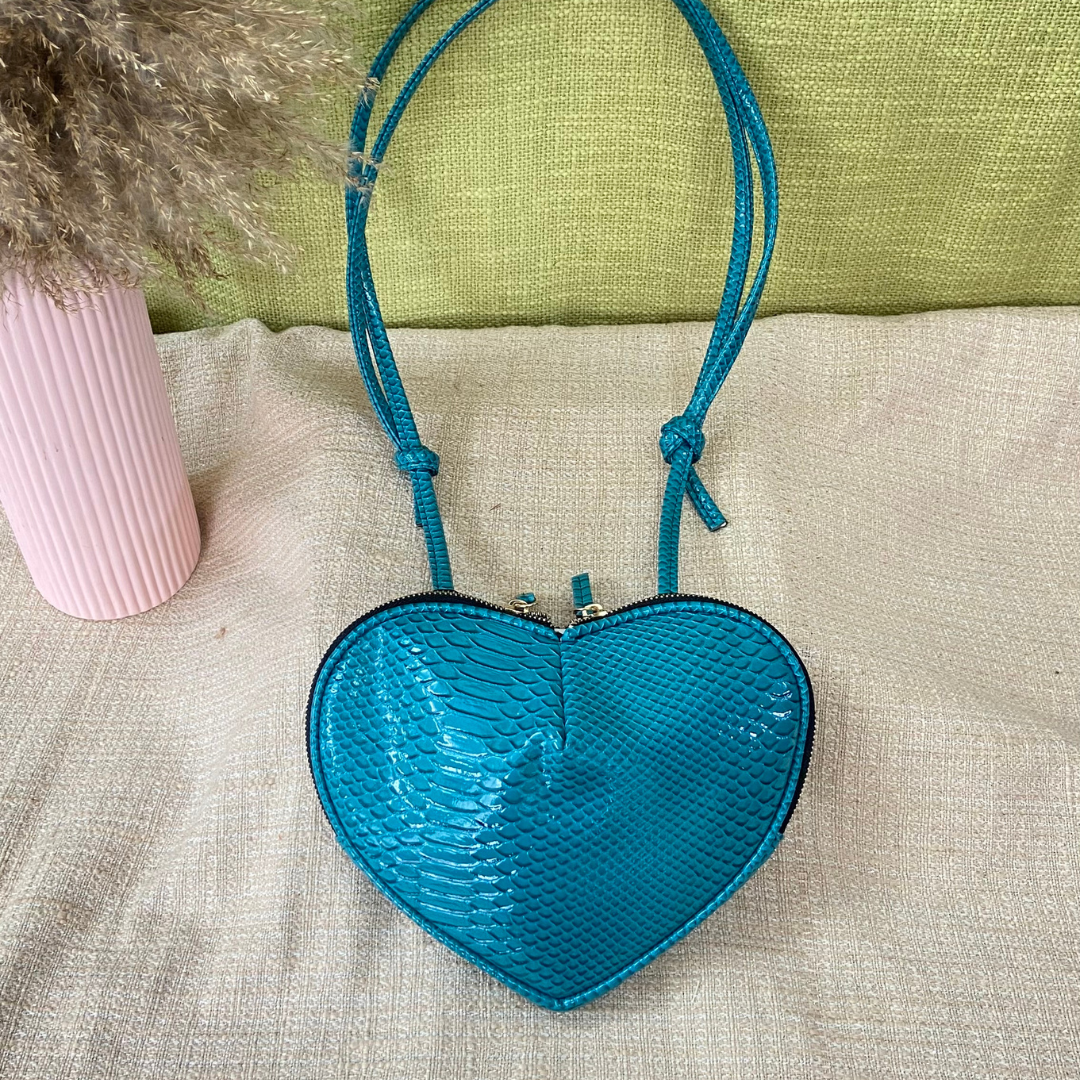 Aqua Green Heart Shape Sling Bag