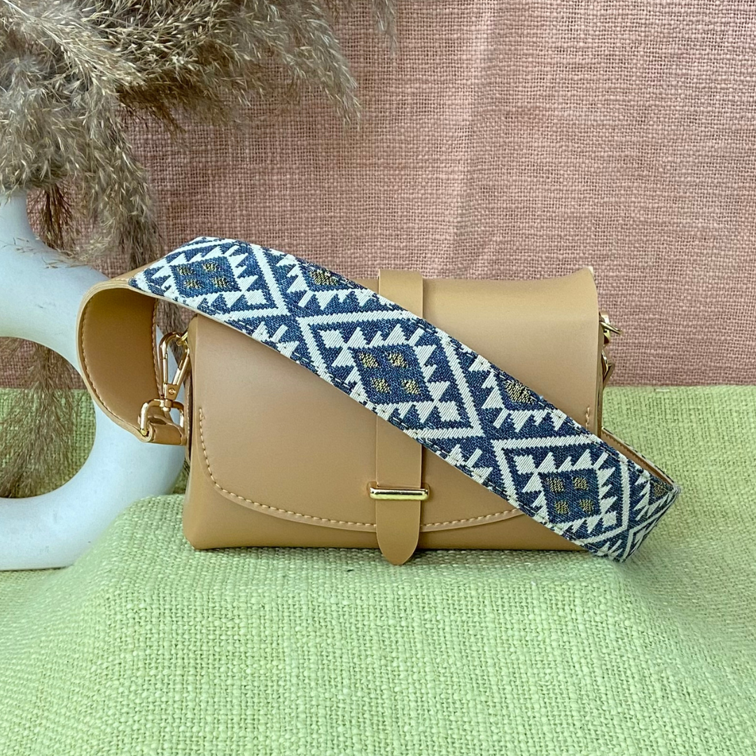 Beige Eva Bag with Light Black Diamond Belt.