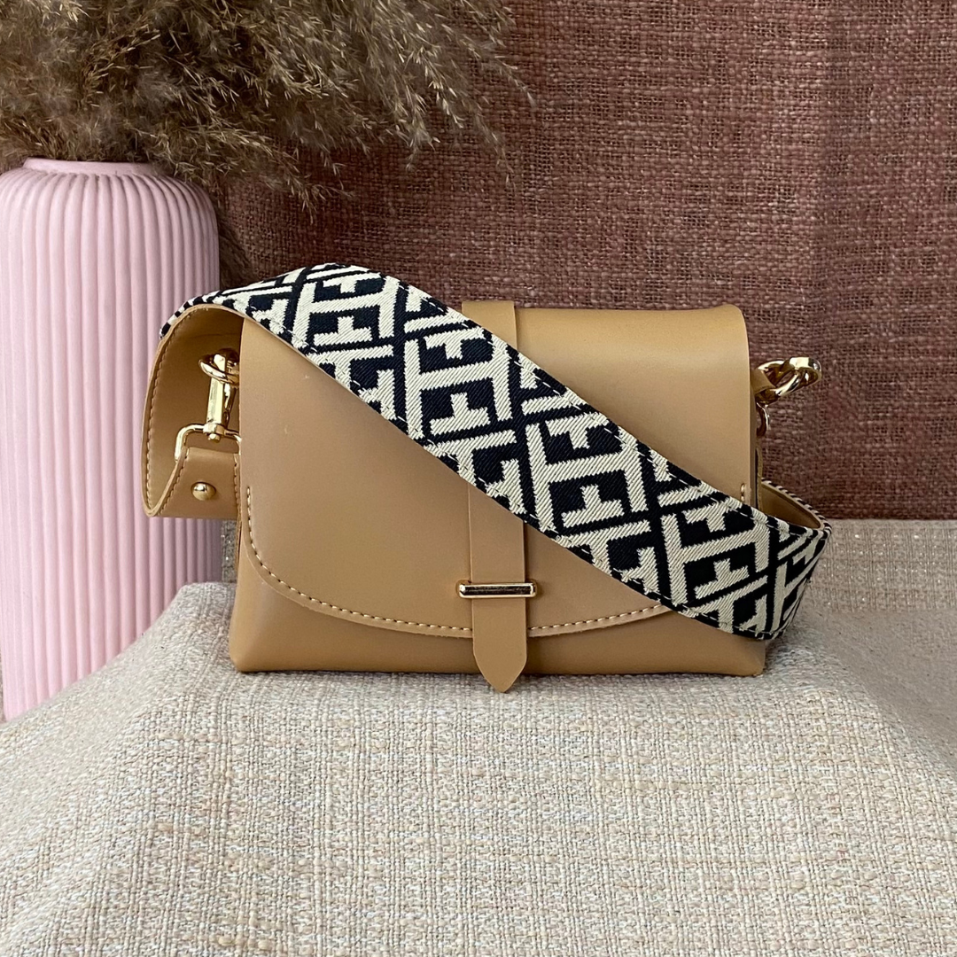 Beige Eva Bag with T-Shape Design Belt + Big &amp; Mini Wallet Combo