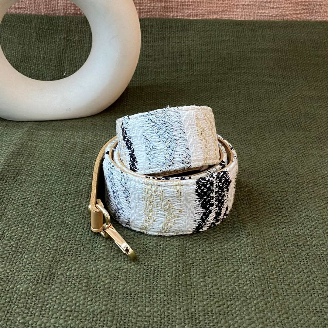 Beige with White Tribal Shoulder Strap