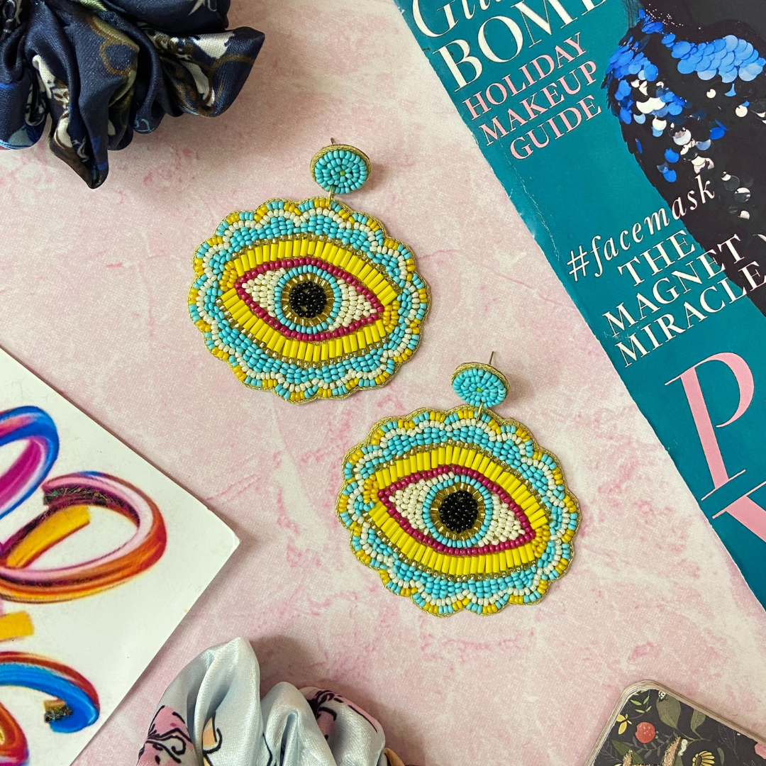 Big Evil Eye Light Blue Earrings