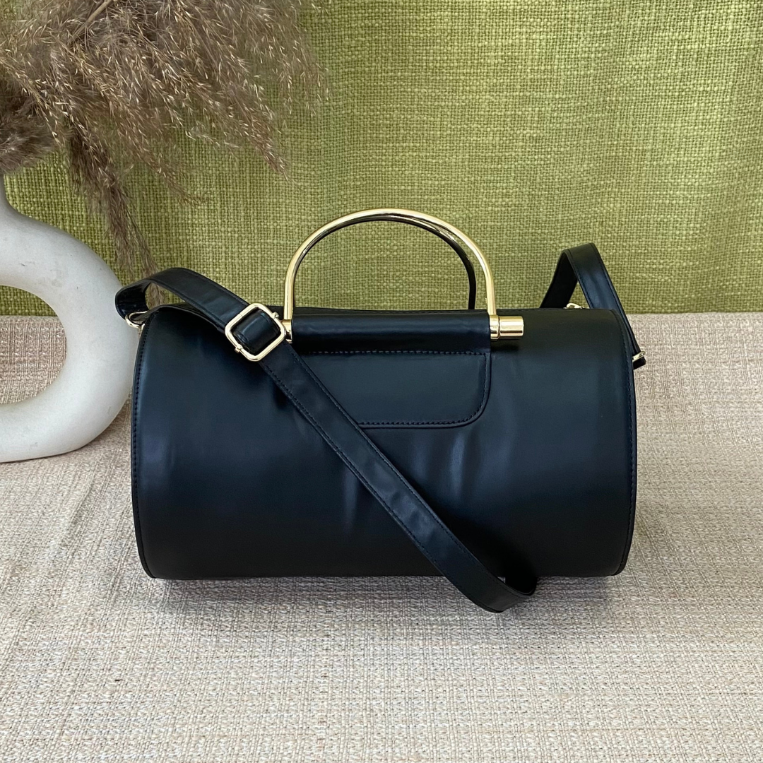 Black barrel discount handbag