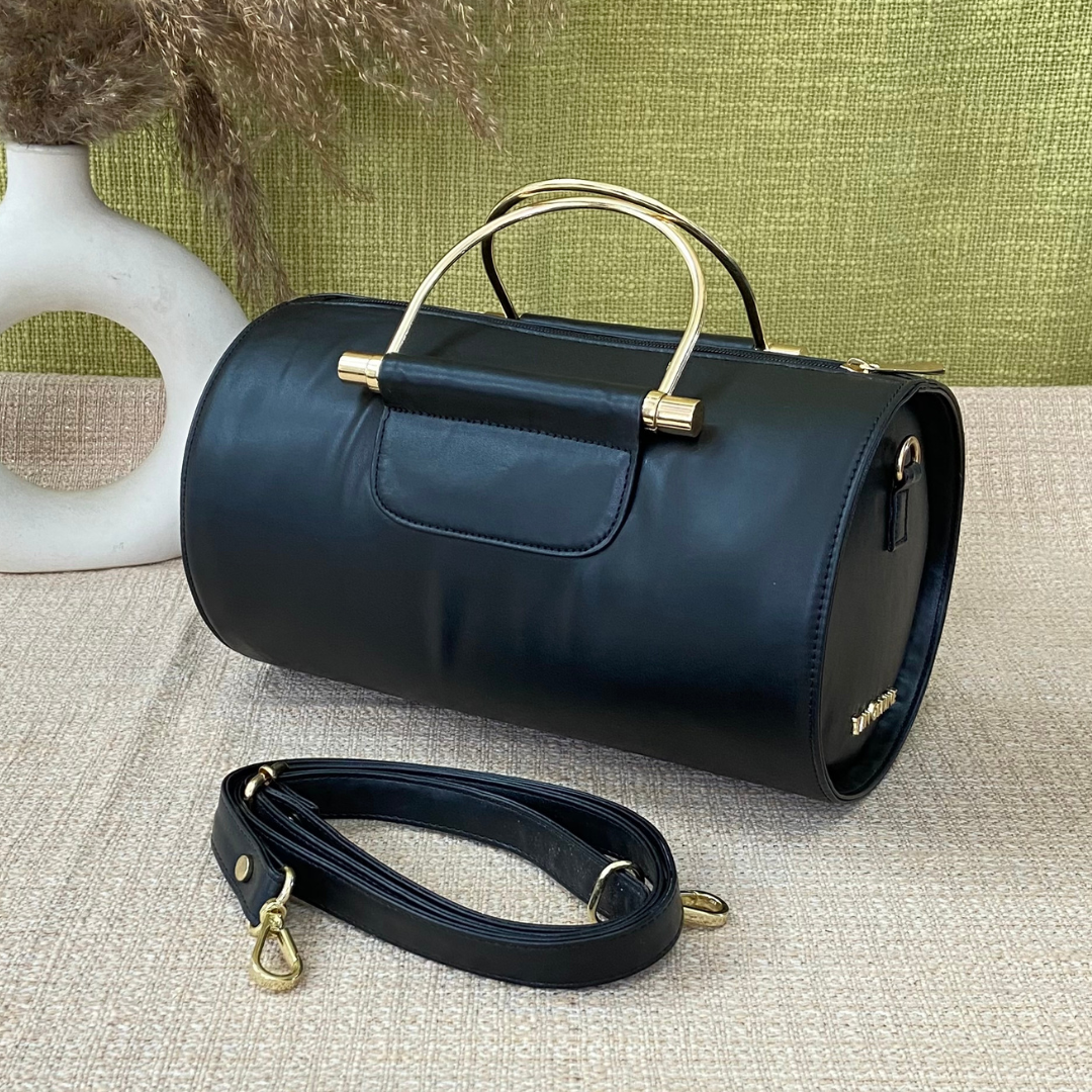Black barrel discount handbag