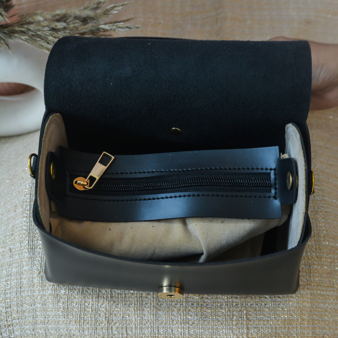 Black Eva Bag with Black Bullet Belt + Big Wallet