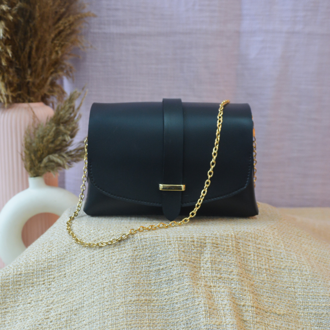 Black Eva Bag with T-Shape Design Belt + Big  Wallet