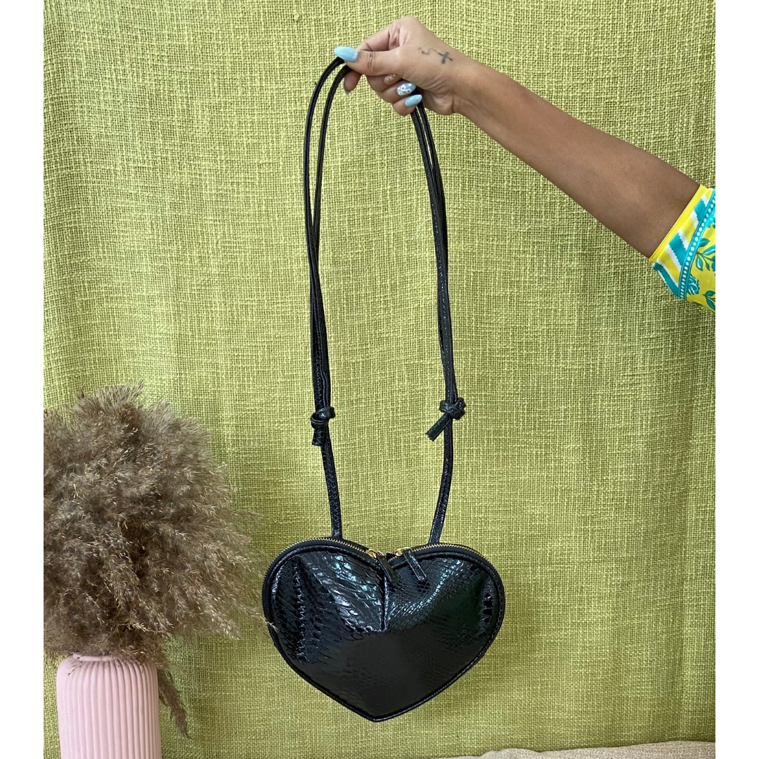 Black Heart Shape Sling Bag