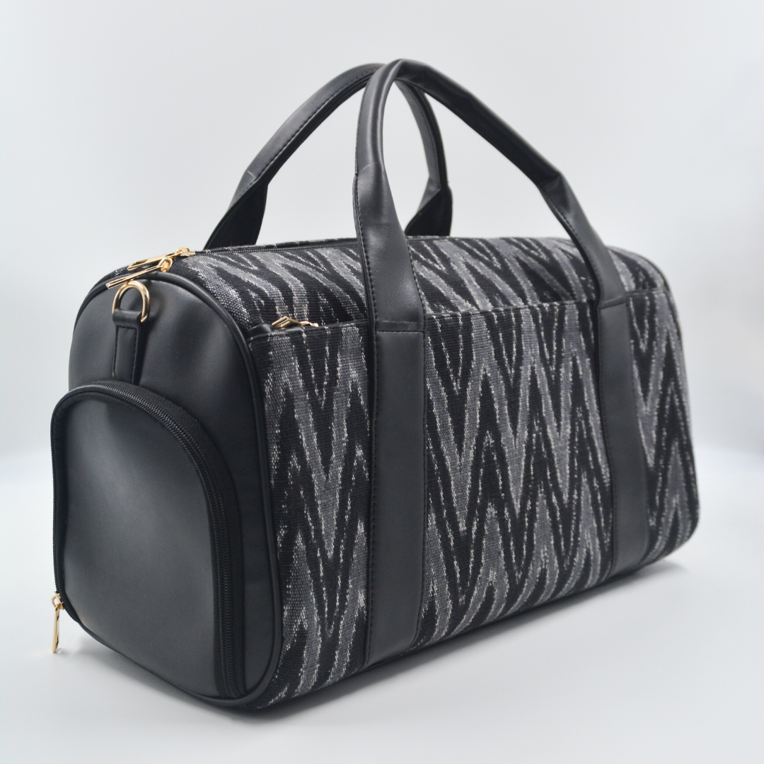 Black Ikkat Duffle Bag