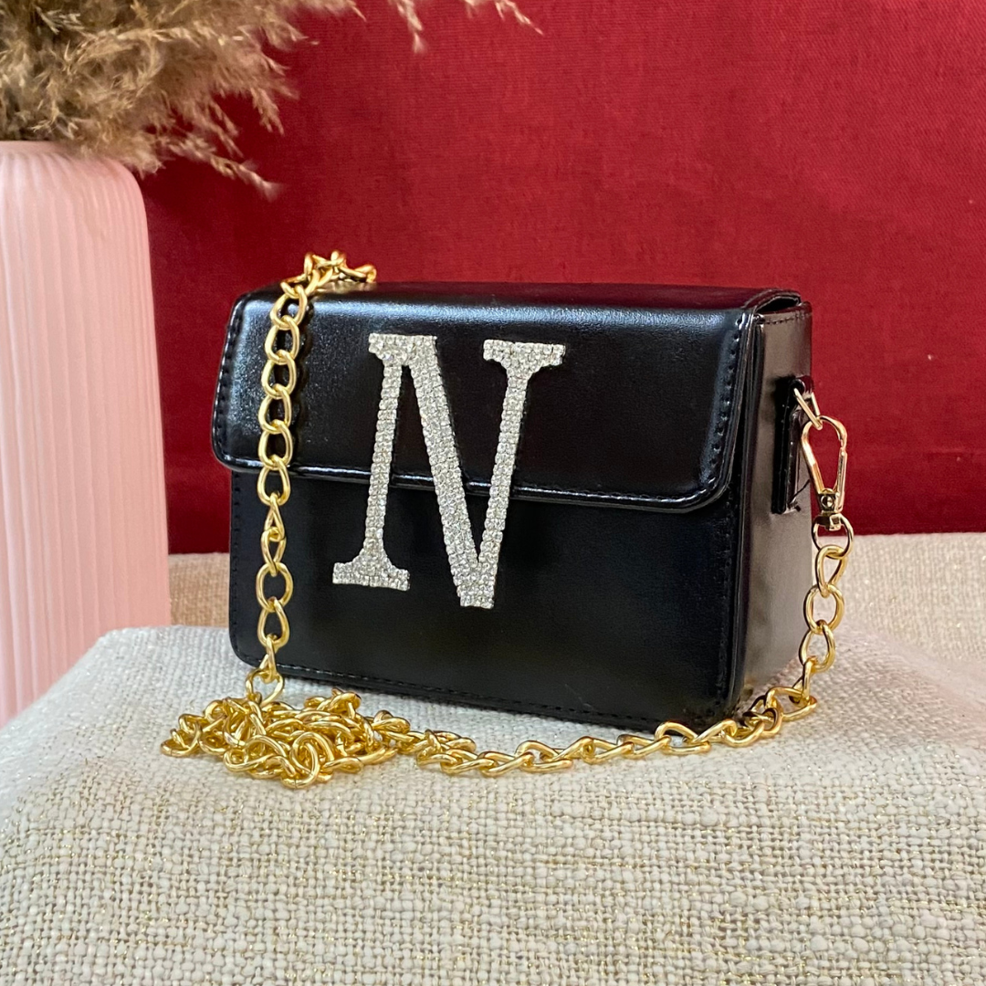 Black Non-Textured Phone Size Monogram Bag (New Style)