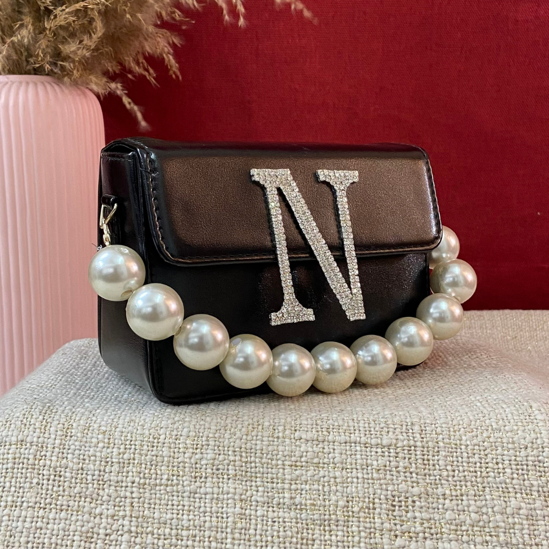Black Non-Textured Phone Size Monogram Bag (New Style)