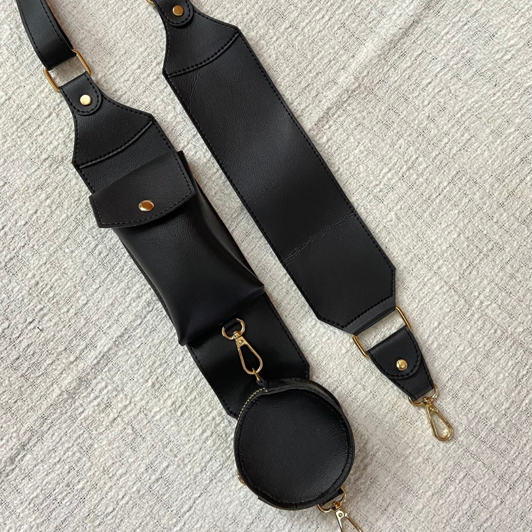 Black Plain Pochette Belt with Phone Case