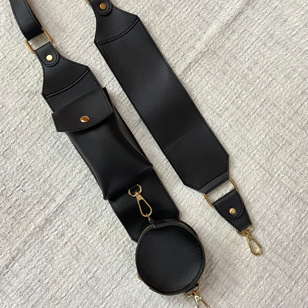 Black Pouch with Black Plain Pochette Belt
