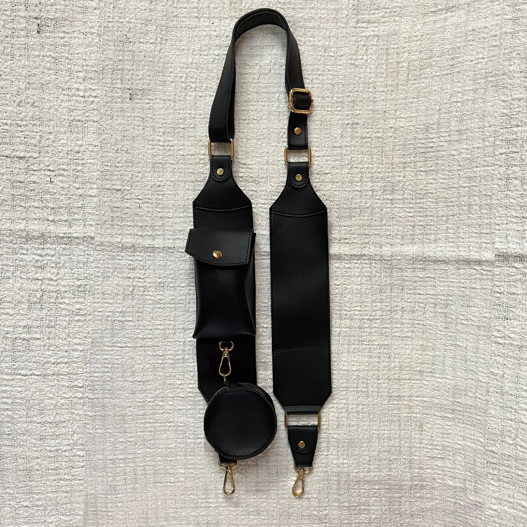 Black Plain Pochette Belt with Phone Case