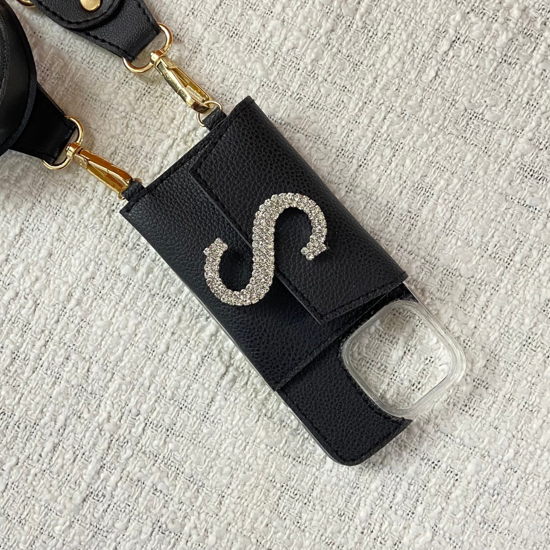 Black &amp; White Stripes Pochette Belt with Phone Case