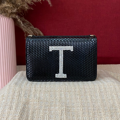 Black Textured Box Style Waist Bag Phone Size