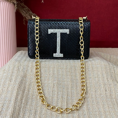 Black Textured Box Style Waist Bag Phone Size