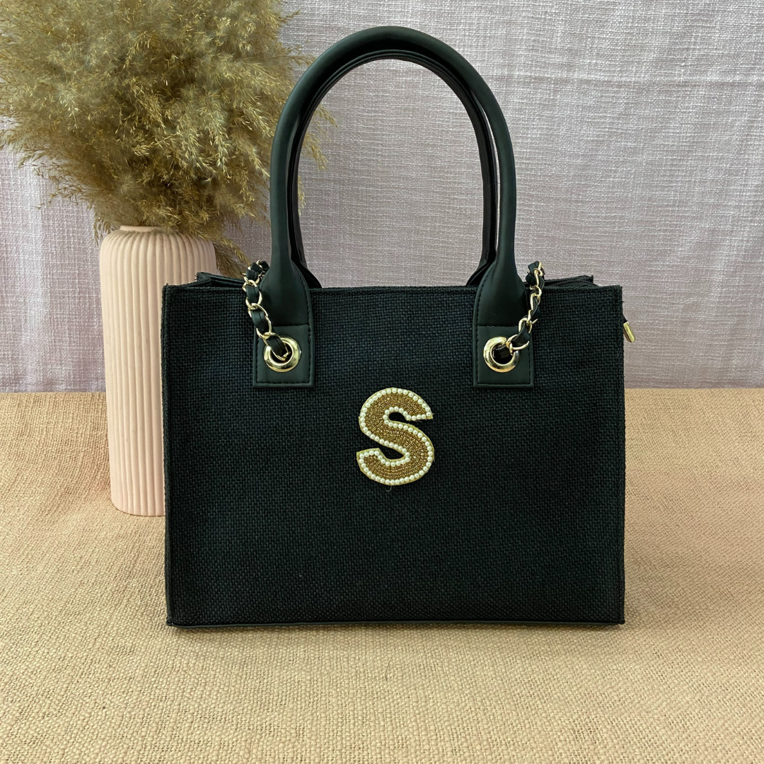 Black Canvas Chain Tote 12inch