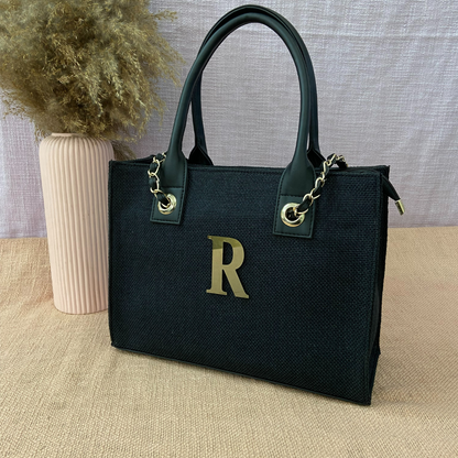 Black Canvas Chain Tote 12inch