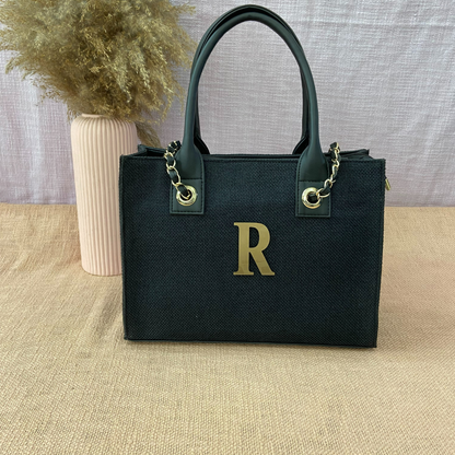Black Canvas Chain Tote 12inch