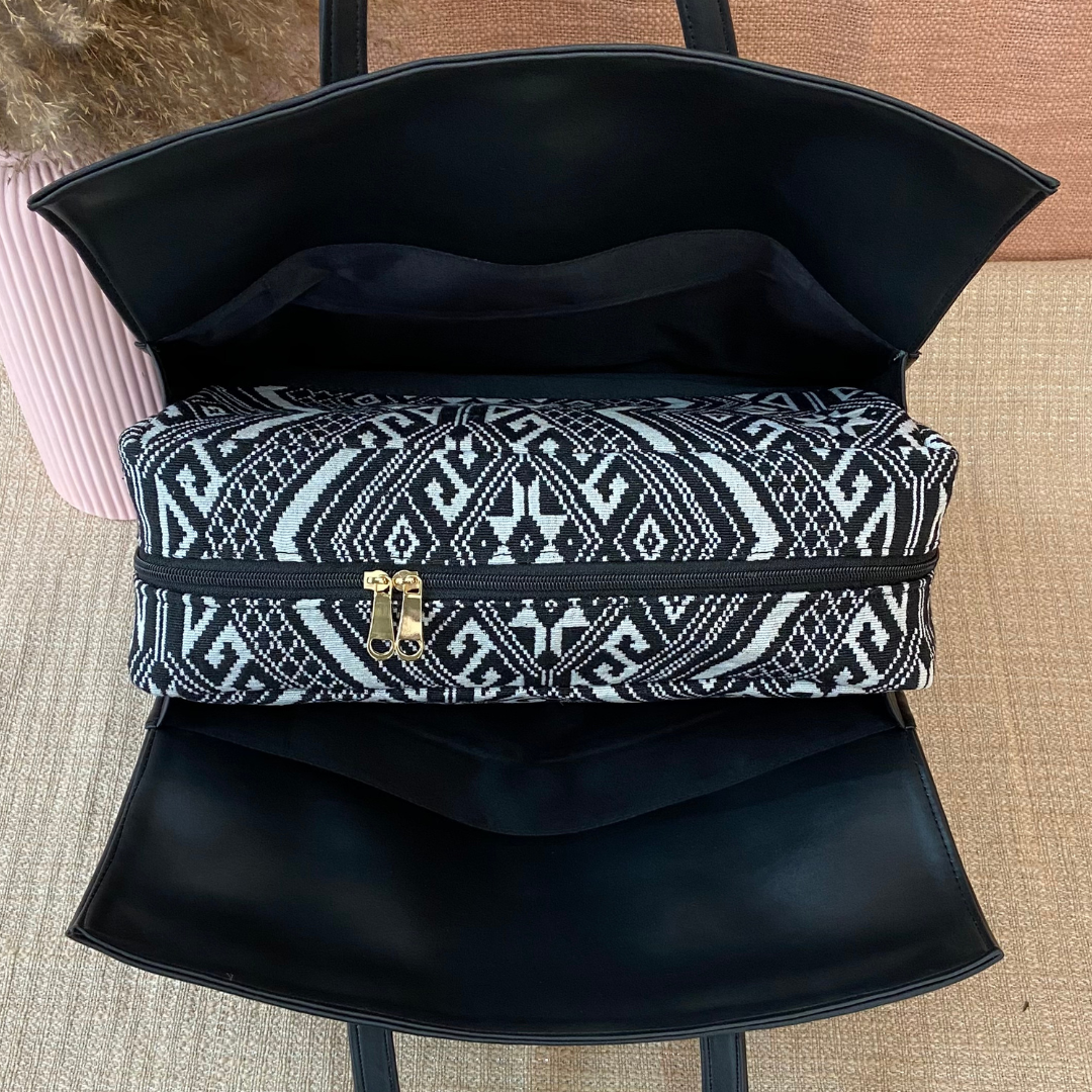 Black &amp; Aztec Leera 16inch Bag + Big wallet Combo