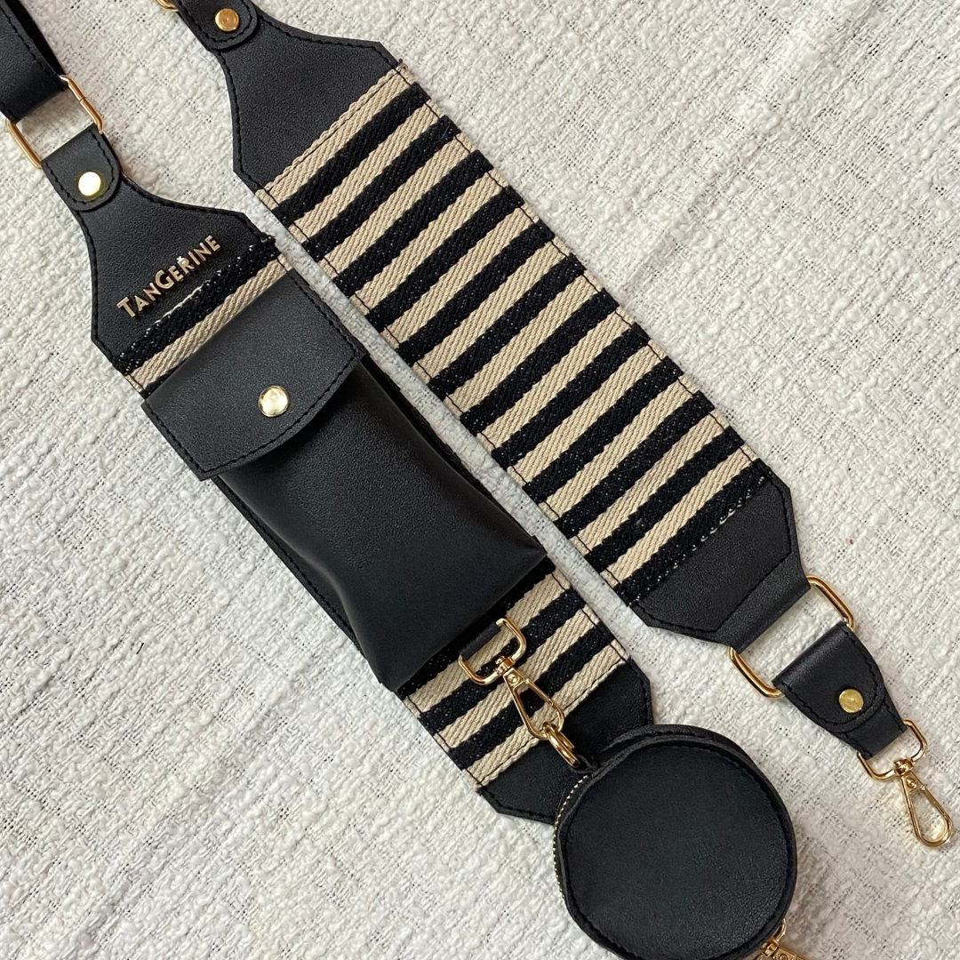 Black &amp; White Stripes Pochette only Belt.