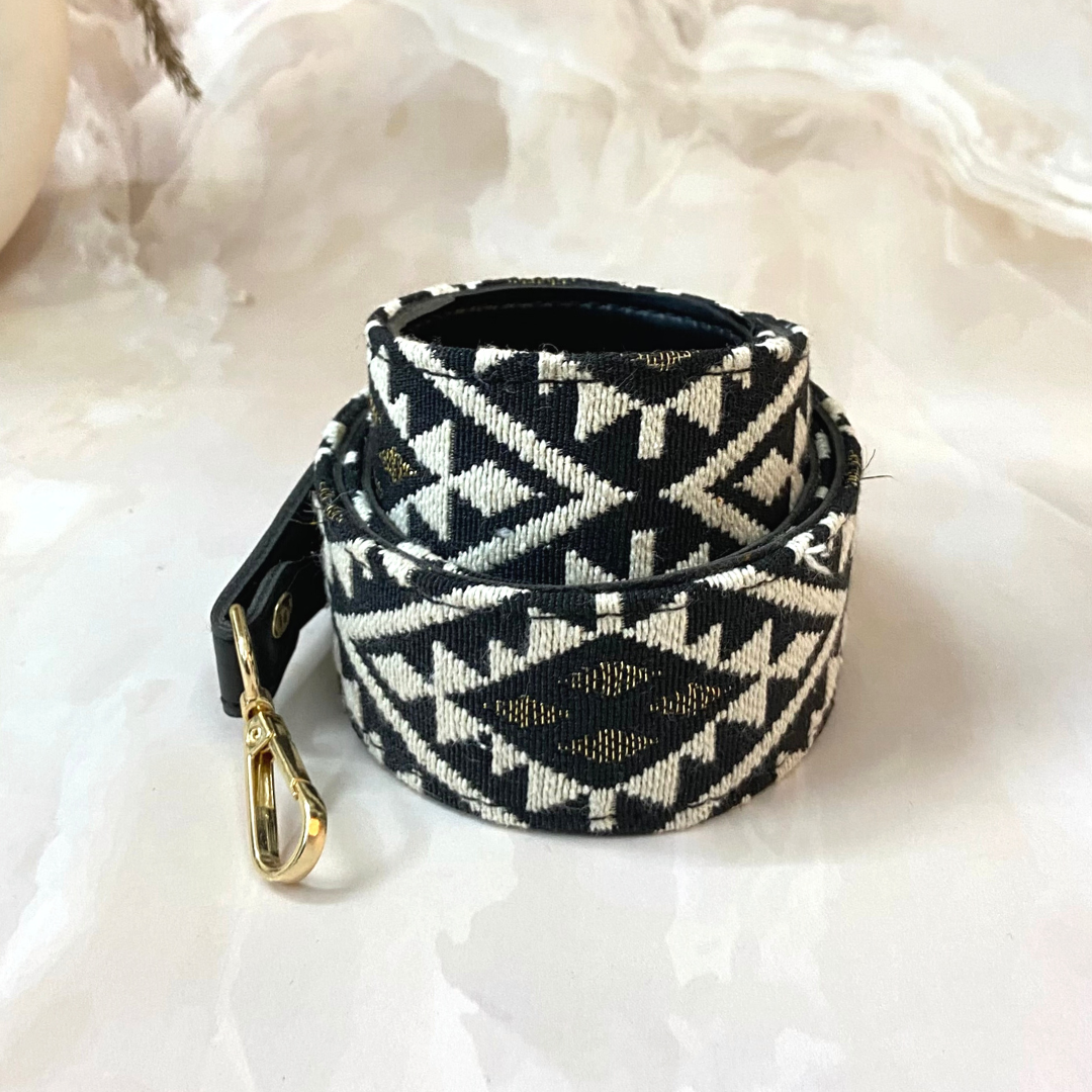 Black with Black &amp; White Diamond Shoulder Belt