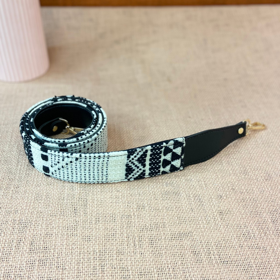 Black with Black &amp; White Tribal Shoulder Strap