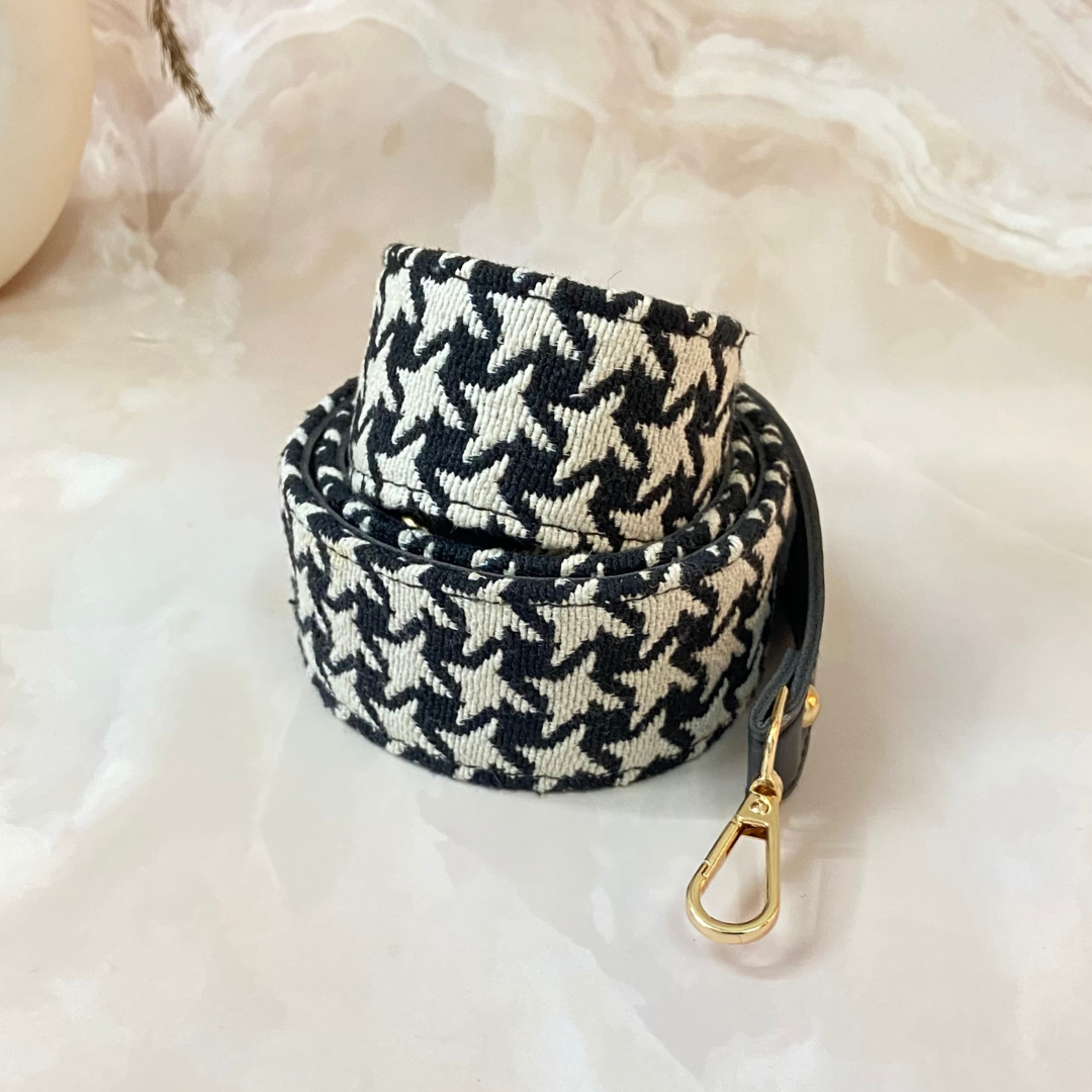 Black with Black &amp; White Vintage Small Print Shoulder Belt