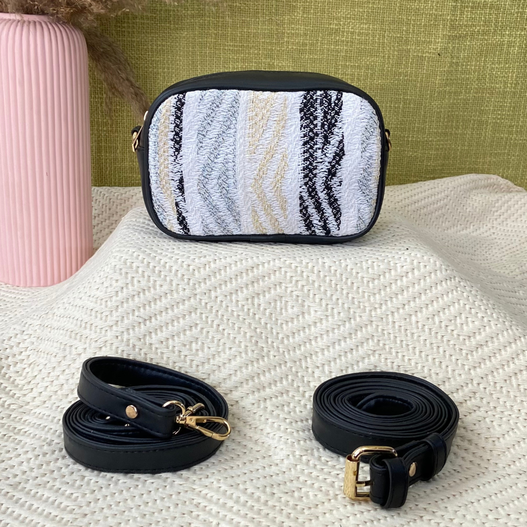 Black with White Tribal Belt Bag