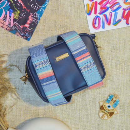 Blue Dual Compartment Bag with Blue Vibrant Belt.