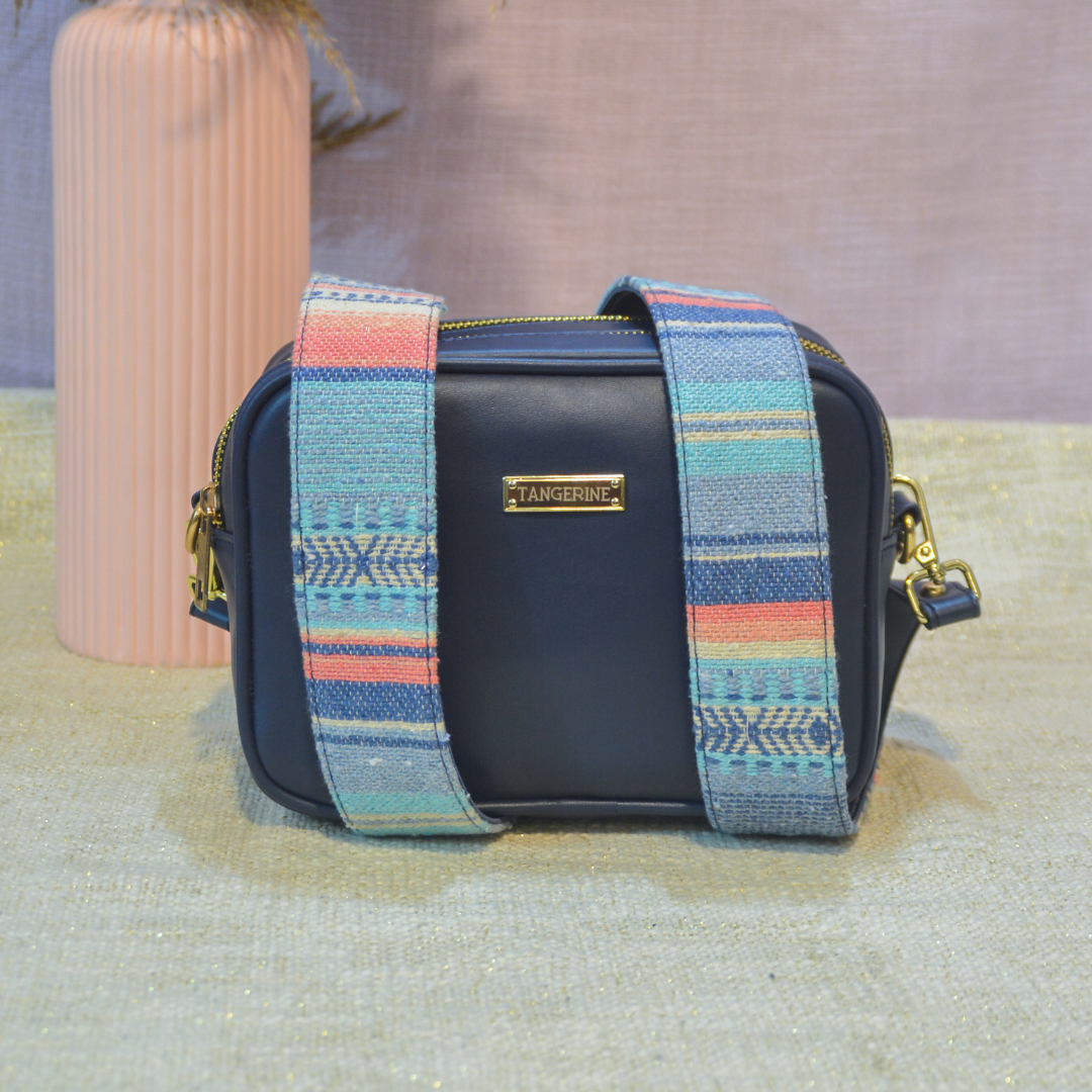 Blue Dual Compartment Bag with Blue Vibrant Belt.