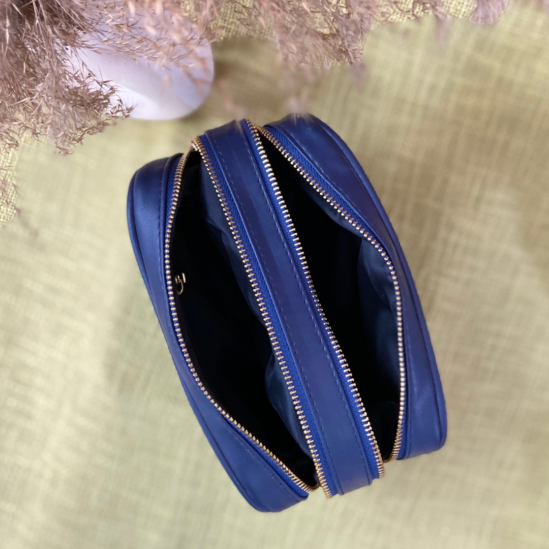 Blue Dual Compartment + Blue Plain Pochette Belt