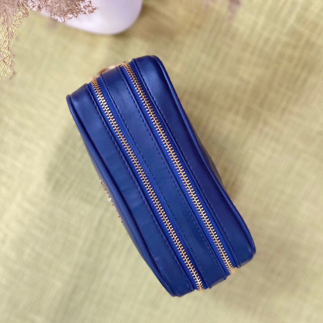 Blue Dual Compartment + Blue Bullet Cloth On Pocket Pochette Belt