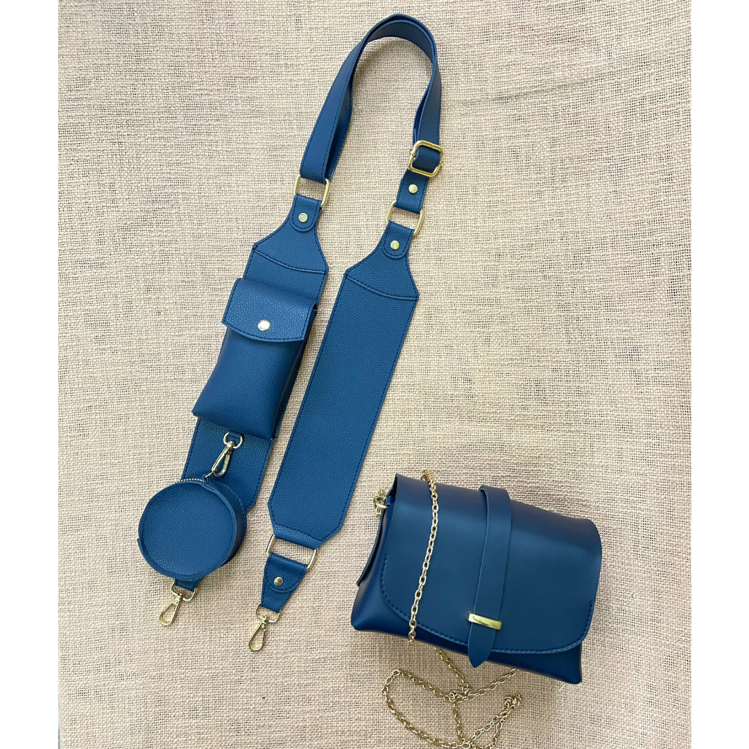 Blue Eva + Blue Plain Pochette Belt