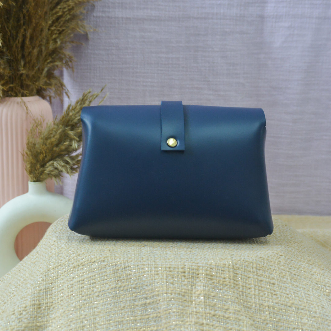 Dark Blue Eva Bag with Colorful Wave Belt + Big Wallet