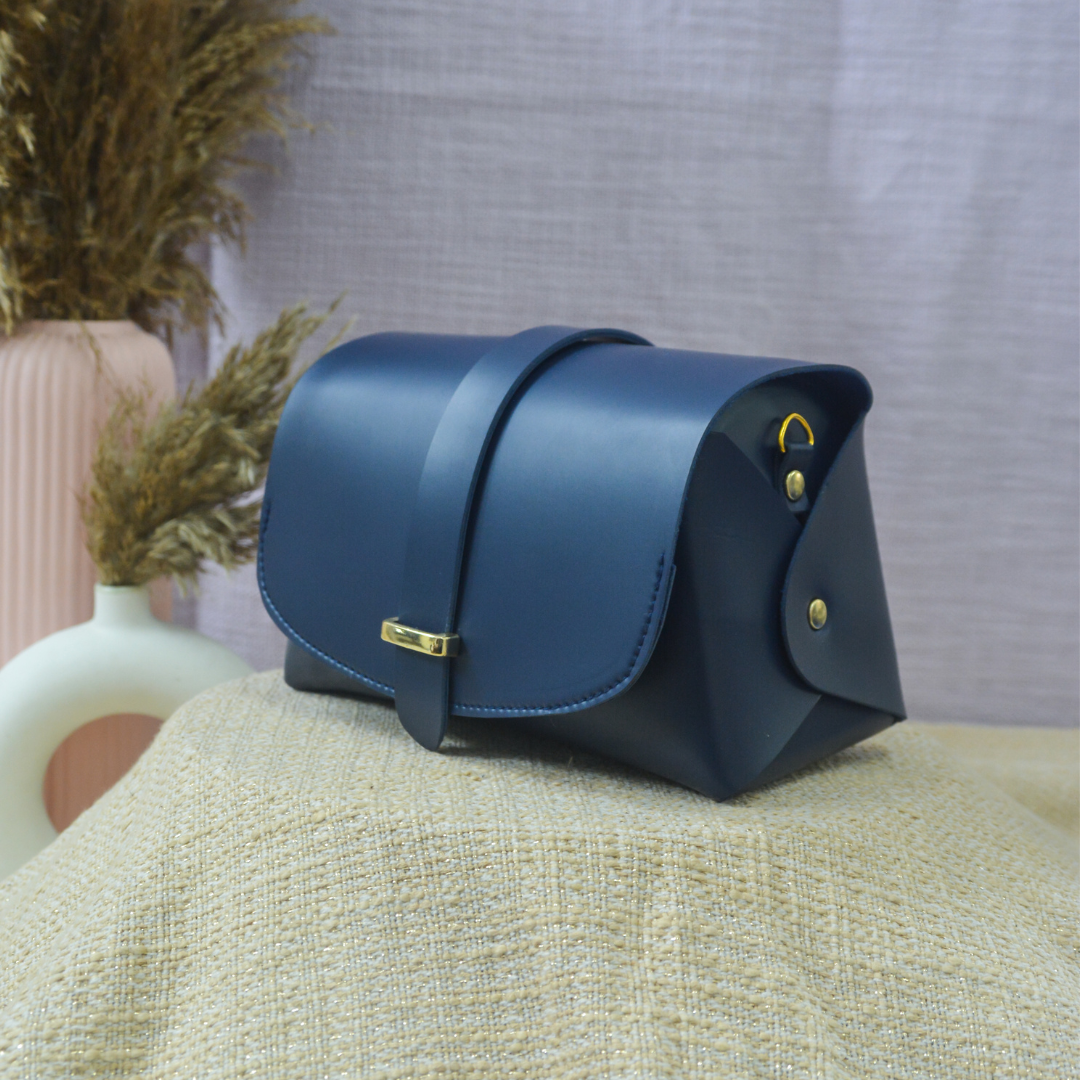 Dark Blue Eva Bag with Blue Vibrant Belt.