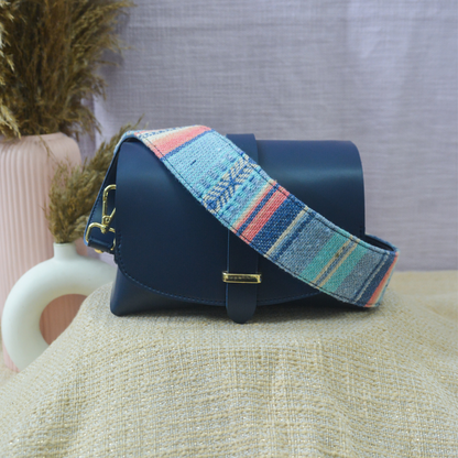 Dark Blue Eva Bag with Blue Vibrant Belt.