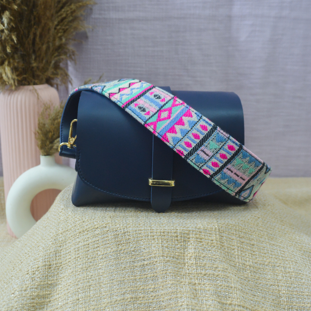 Dark Blue Eva Bag with Purple Pop Belt.