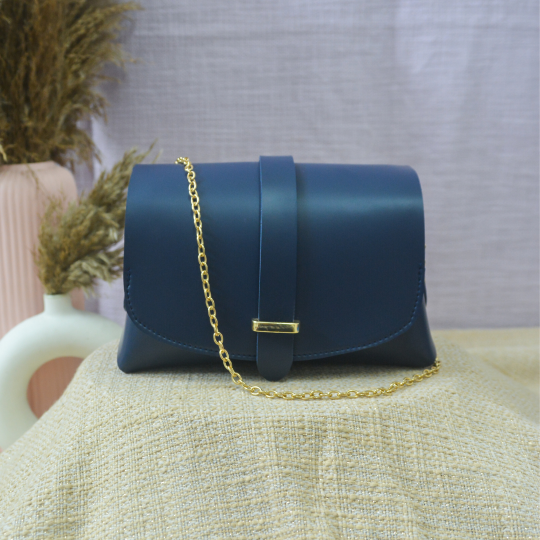 Dark Blue Eva Bag with Colorful Wave Belt + Big Wallet